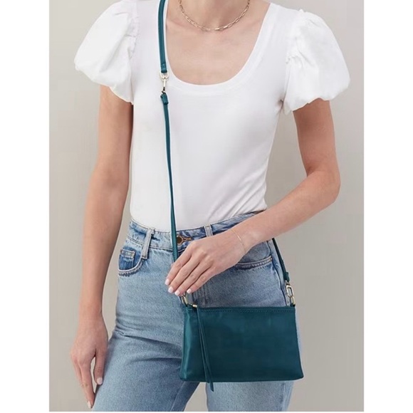 NWT HOBO Cadence GENUINE Leather BLUEGRASS Crossbody Bag - Picture 4 of 13